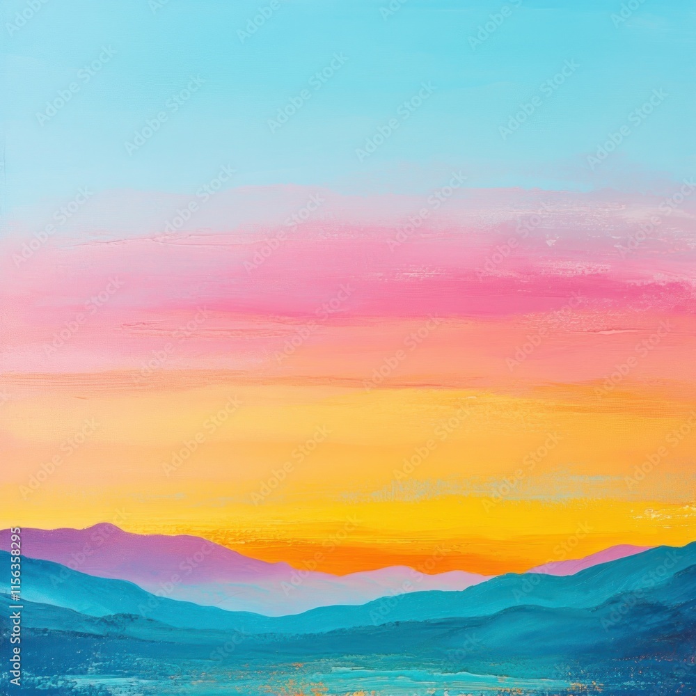 Obraz premium Vibrant pastel sunset over tranquil mountains.