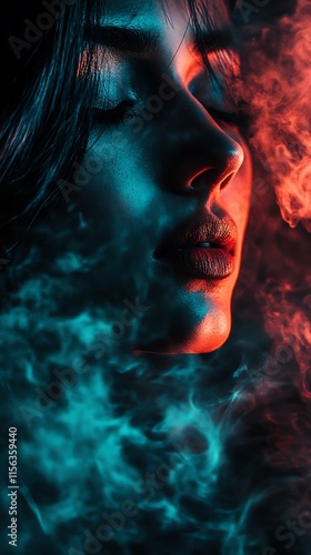 Woman in Smoky Atmosphere.  Artistic Portrait,  Beauty,  Elegance