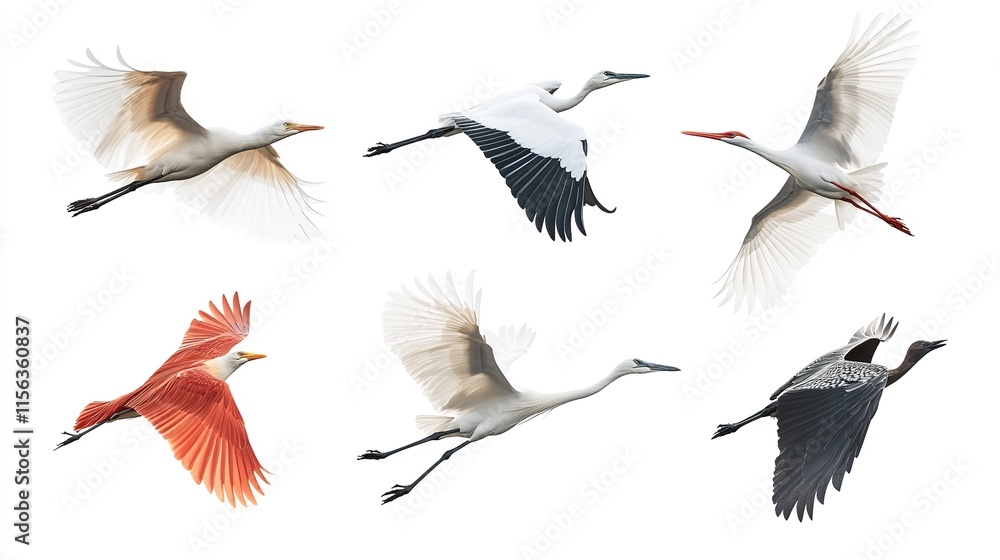 Obraz premium Transparent PNG available PNG flying bird element set, transparent background