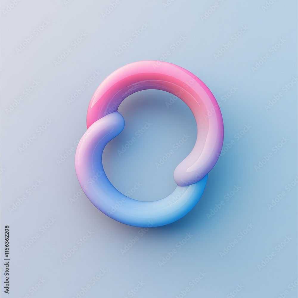 Abstract pink and blue intertwined rings on a light blue background. Abstract pink and blue intertwined rings on a light blue background.