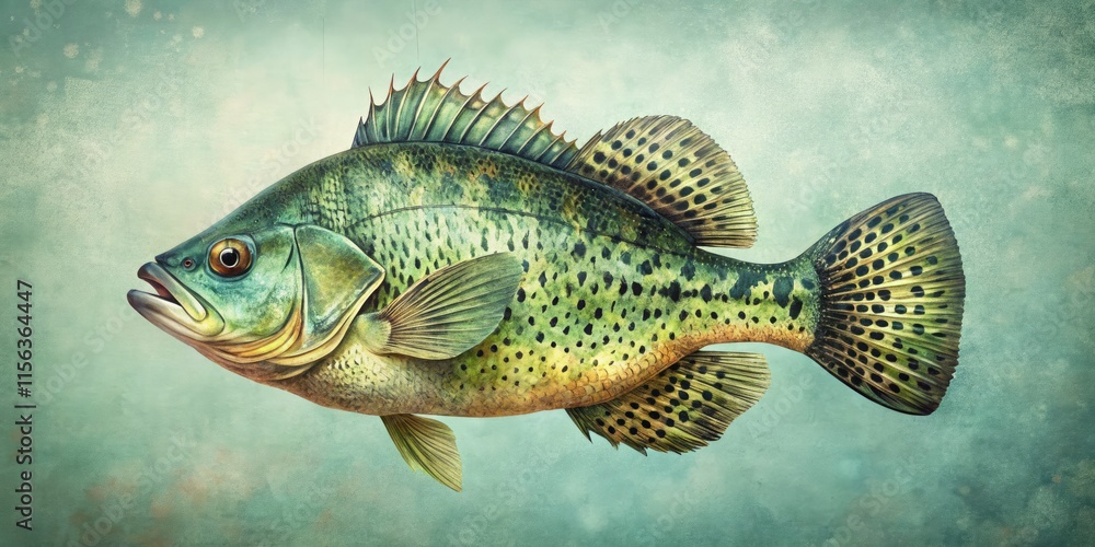 Naklejka premium Minimalist Crappie Fishing Vintage Shirt Design | Retro Fish Apparel Graphics