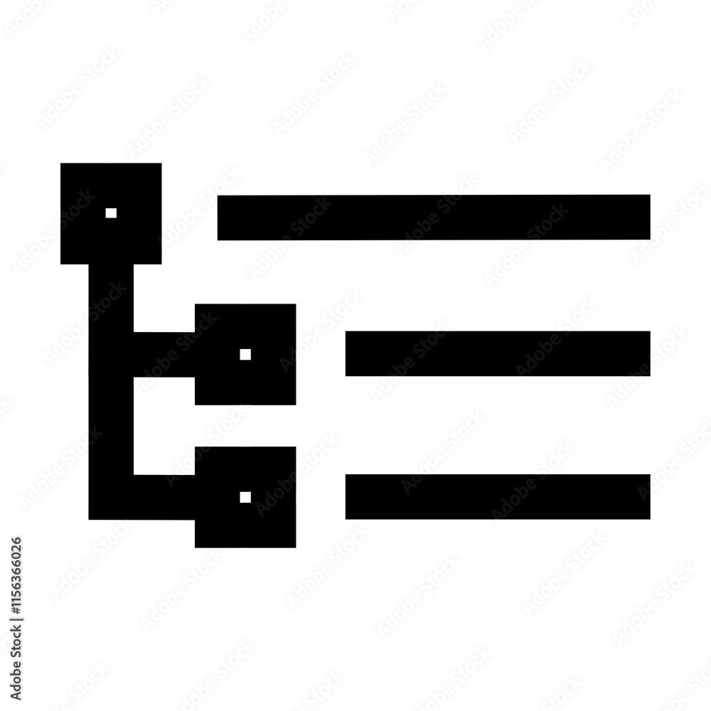 List-tree icon in black, outline style and transparent background List-tree icon in black, outline style and transparent background