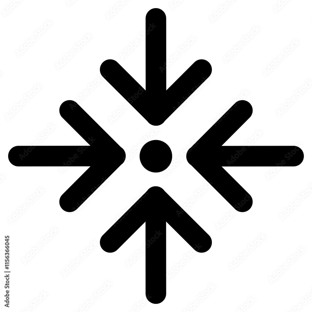 Arrows-to-dot icon in black, outline style and transparent background Arrows-to-dot icon in black, outline style and transparent background