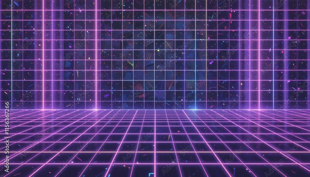 80s-style grid patterns with subtle neon colors and dark backgrounds for a retro-futuristic vibe. 80s-style grid patterns with subtle neon colors and dark backgrounds for a retro-futuristic vibe.
