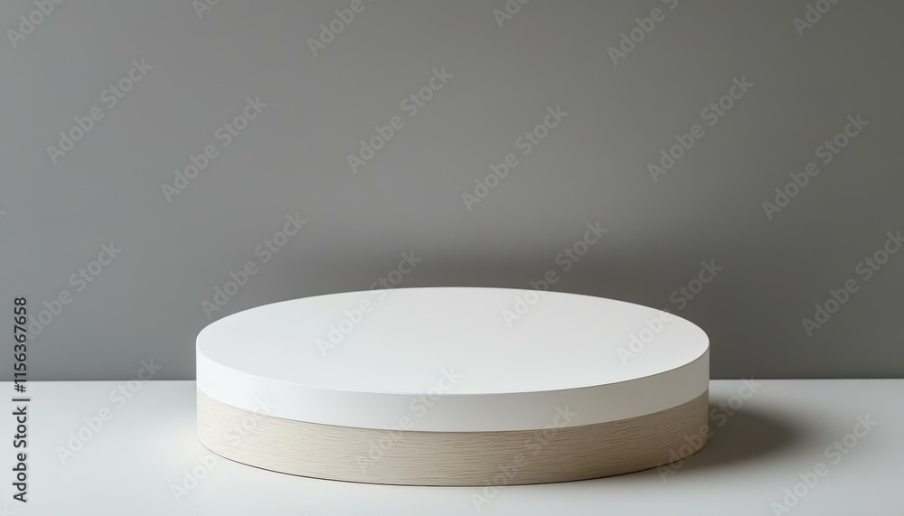 Modern Minimalist White and Wood Display Platform Modern Minimalist White and Wood Display Platform