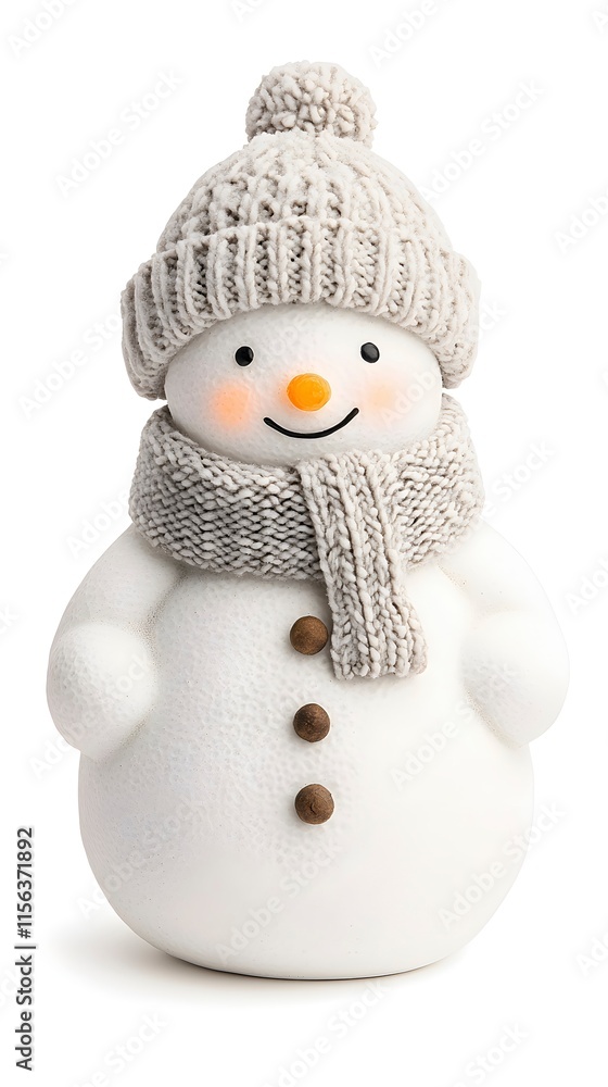 Obraz premium Cheerful Snowman with Hat and Scarf Decoration