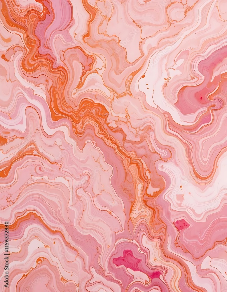 Abstract Pink and Orange Swirling Marble Design Abstract Pink and Orange Swirling Marble Design