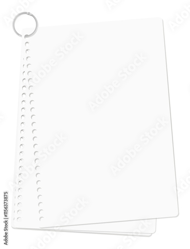 カードリングでまとめられたルーズリーフ、無地