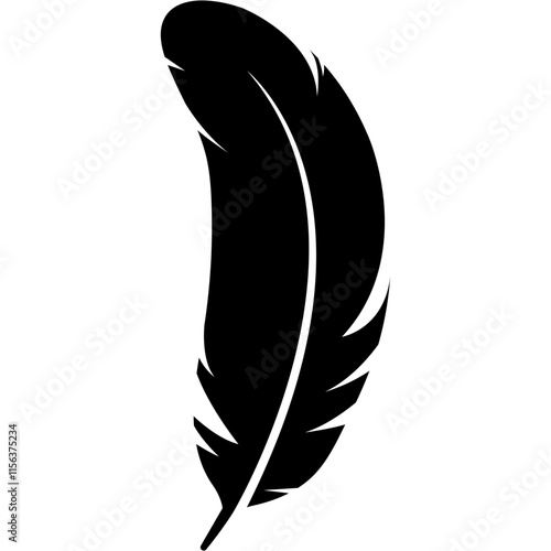 Abstract Bird Feather Silhouette. Isolated Flat Vector Illustration