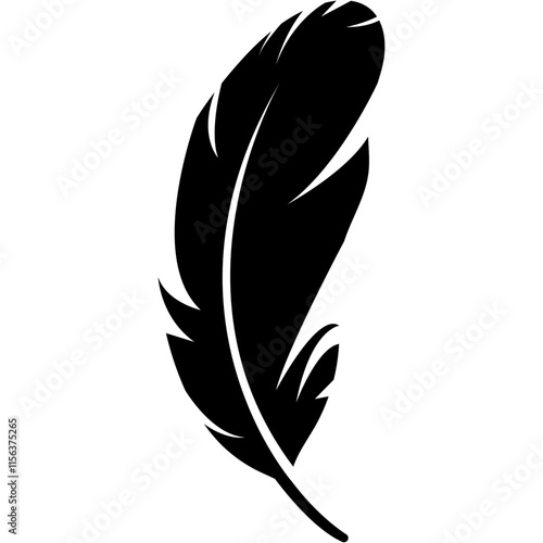 Abstract Bird Feather Silhouette. Isolated Flat Vector Illustration