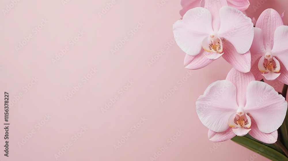 Pastel floral concept. Elegant pink orchid flowers against a soft pink backdrop, perfect for floral designs. Pastel floral concept. Elegant pink orchid flowers against a soft pink backdrop, perfect for floral designs.