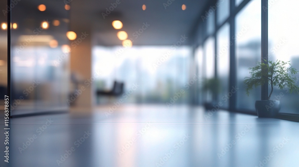 Modern Blurred Office Space with Sleek Design and Tranquil Atmosphere Modern Blurred Office Space with Sleek Design and Tranquil Atmosphere