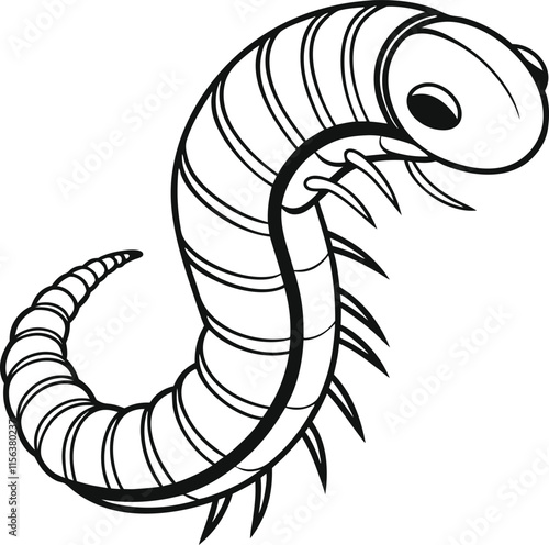 Worm outline vector and straightforward illustration line art design on a white background.