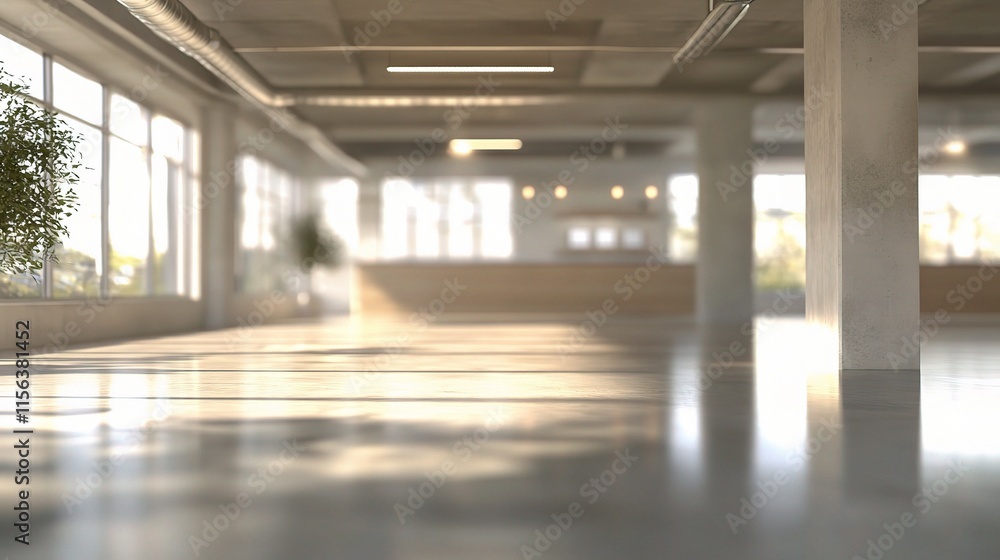 Abstract Open Space Office with Blurred Light and Empty Atmosphere Abstract Open Space Office with Blurred Light and Empty Atmosphere