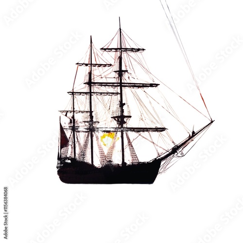 Wallpaper Mural striking silhouette of a majestic ship sailing across the ocean at sunset Torontodigital.ca