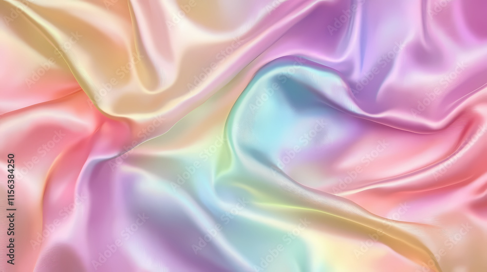 Fototapeta premium Organza fabric in rainbow color. Silken. Illustration