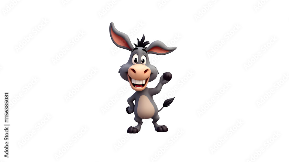 Cheeky Donkey, dancing Donkey, playful Donkey, cartoon Donkey, Donkey on white background Cheeky Donkey, dancing Donkey, playful Donkey, cartoon Donkey, Donkey on white background