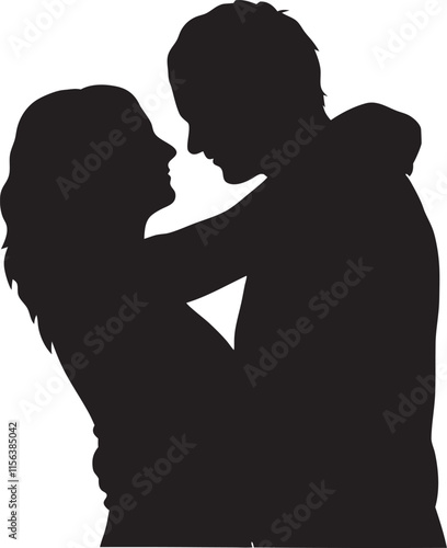 Man and woman couple lovers silhouette isolated. vector illustration on a white background