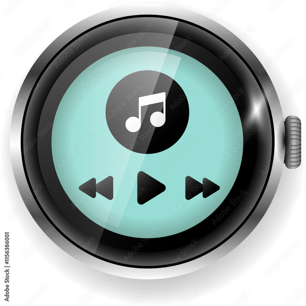 Smartwatch Music Player Interface With Playback Controls And Minimalist Design Smartwatch Music Player Interface With Playback Controls And Minimalist Design