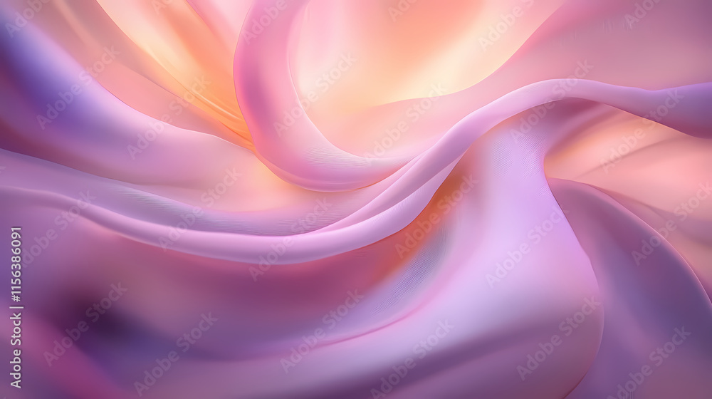 Fototapeta premium Soft light, gentle curves: a serene and minimalist abstract image featuring flowing, silken fabric bathed in soft, warm light, evoking a sense of tranquility and elegance. Silken. Illustration