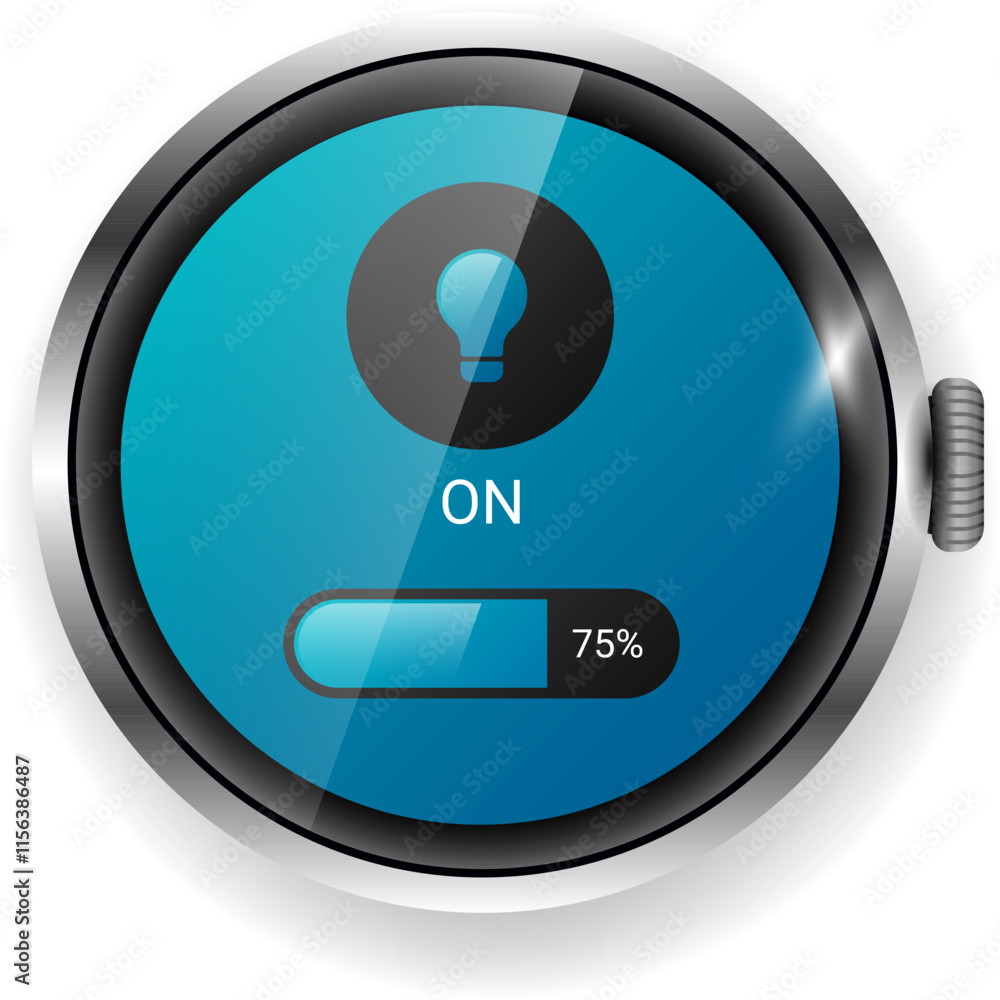 Smartwatch Smart Lamp Control Interface With Brightness Adjustment In Blue And Black Design Smartwatch Smart Lamp Control Interface With Brightness Adjustment In Blue And Black Design