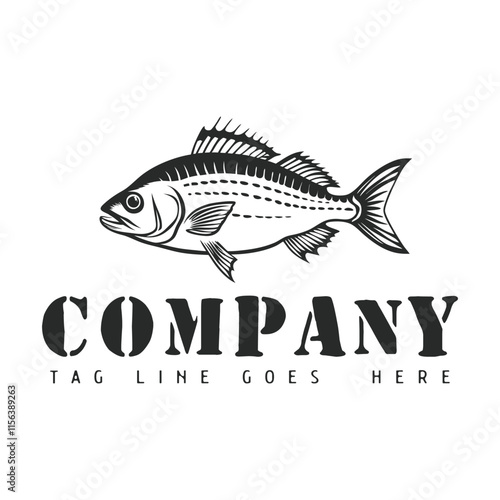 fish logo hand drawn illustration