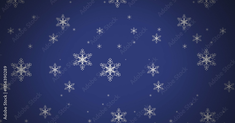 Image of snowflake icons in seamless pattern against copy space on blue background Image of snowflake icons in seamless pattern against copy space on blue background