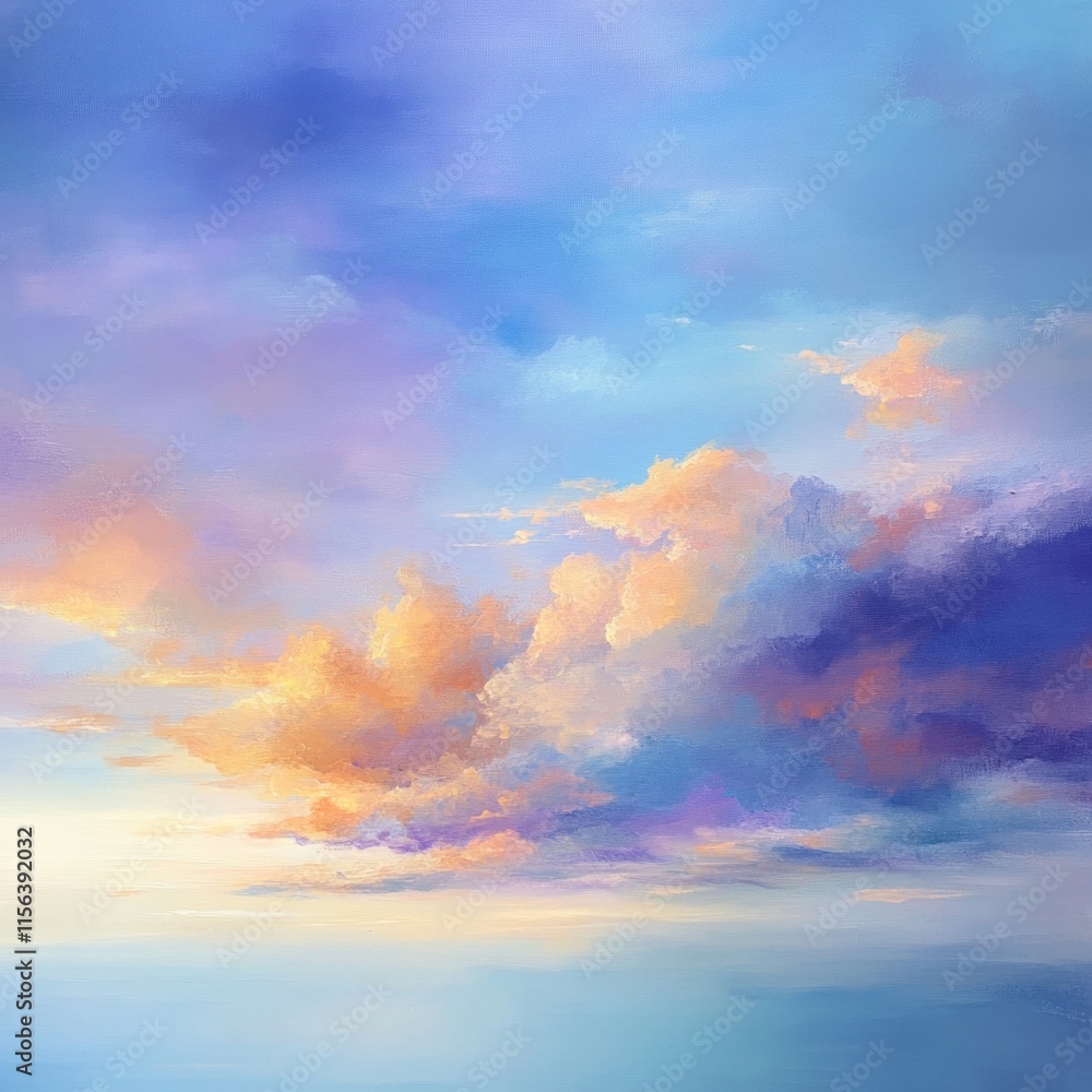 Pastel sunset cloudscape over calm ocean. Pastel sunset cloudscape over calm ocean.