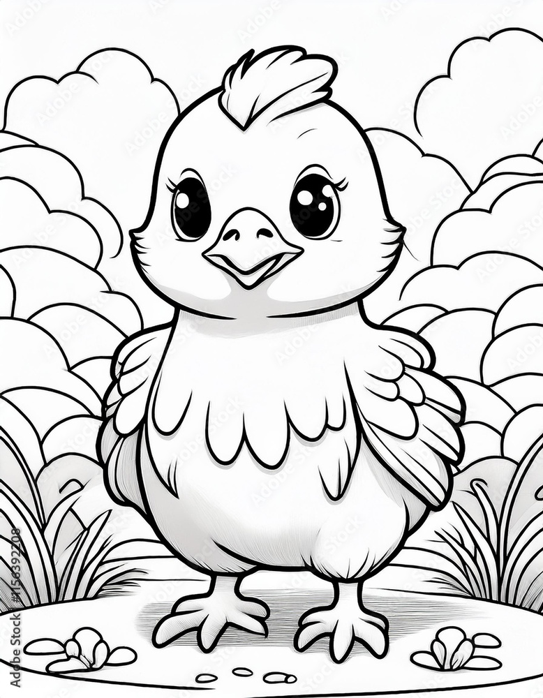 Kawaii little chicks coloring page. Easter colouring book Kawaii little chicks coloring page. Easter colouring book