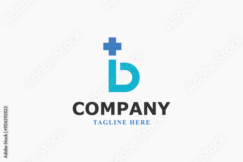letter b plus and medical logo