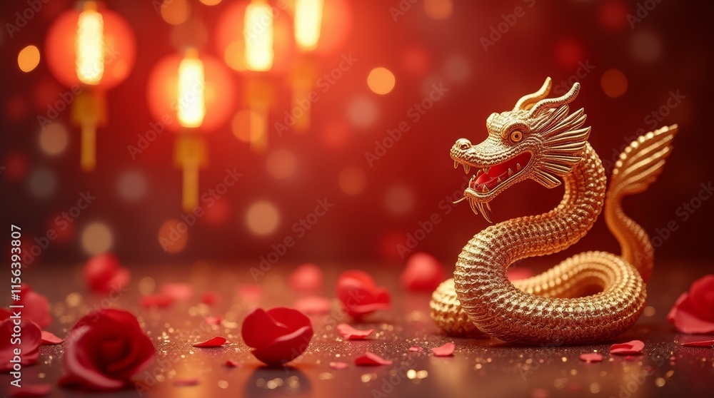 Fototapeta premium chinese new year decorations, chinese new year decorations showcase earth snake symbol in a bright, elegant setting, creating a festive ambiance 