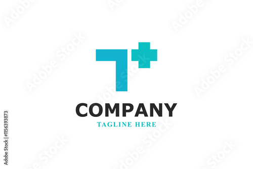medical plus letter t logo design