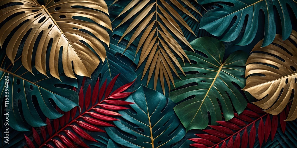 Tropical leaves background with beautiful colors Tropical leaves background with beautiful colors