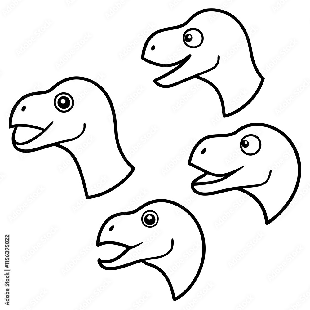 four small dinosaurs only head four small dinosaurs only head