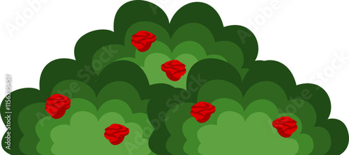 Shrubbery with flower cartoon bush