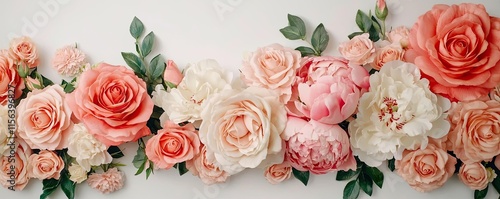 Wallpaper Mural Pastel floral idea. A beautiful arrangement of various roses in soft pink and white hues. Torontodigital.ca