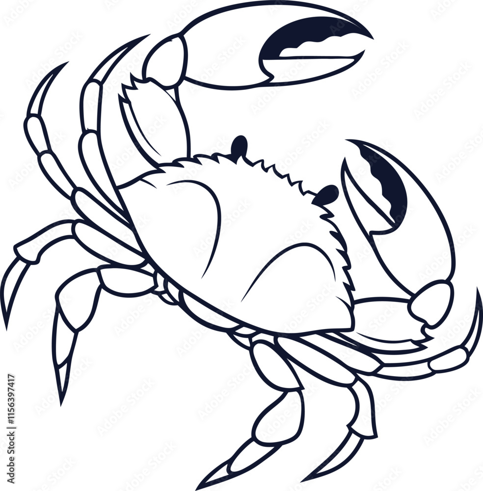 Crab outline vector and straightforward illustration line art design on a white background. Crab outline vector and straightforward illustration line art design on a white background.