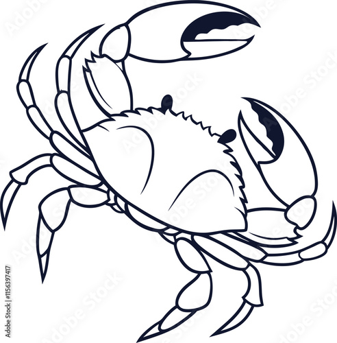 Crab outline vector and straightforward illustration line art design on a white background. photo