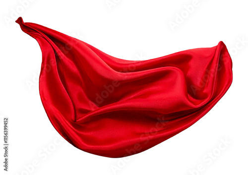 Floating elegant red fabric isolated on a transparent or white background photo