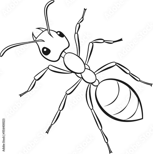 An ant outline vector and straightforward illustration line art design on a white background.