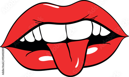 A bold, graphic illustration of a tongue-out mouth.