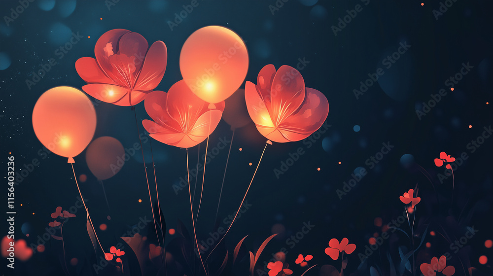Flowers and Balloons Background Wallpaper Flowers and Balloons Background Wallpaper
