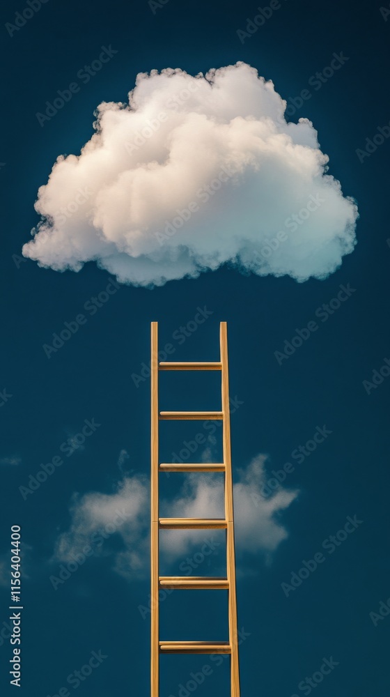 A ladder reaching up to a floating cloud, symbolizing the aspirational nature of determination. A ladder reaching up to a floating cloud, symbolizing the aspirational nature of determination.