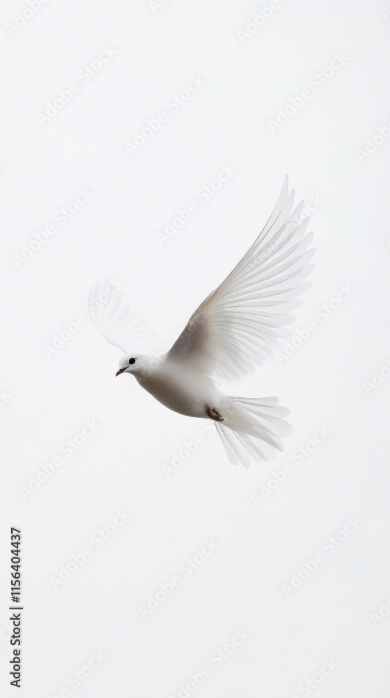 Fototapeta premium A lone bird in flight against a white background, symbolizing the freedom and determination to soar.