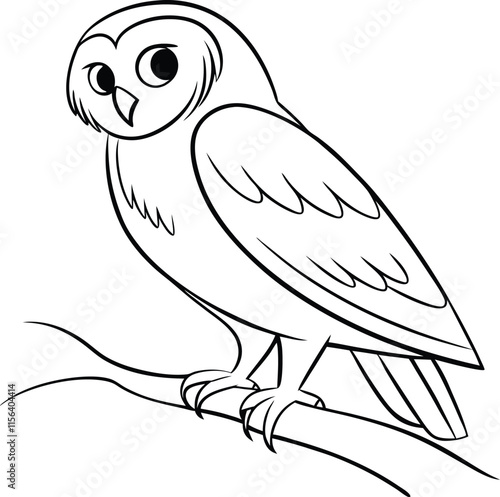 The owl outline vector and straightforward illustration line art design on a white background. photo