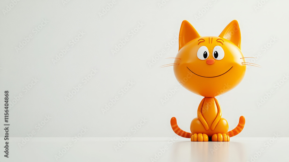 Obraz premium Cheerful 3D Cartoon Orange Cat Illustration for Kids' Artwork