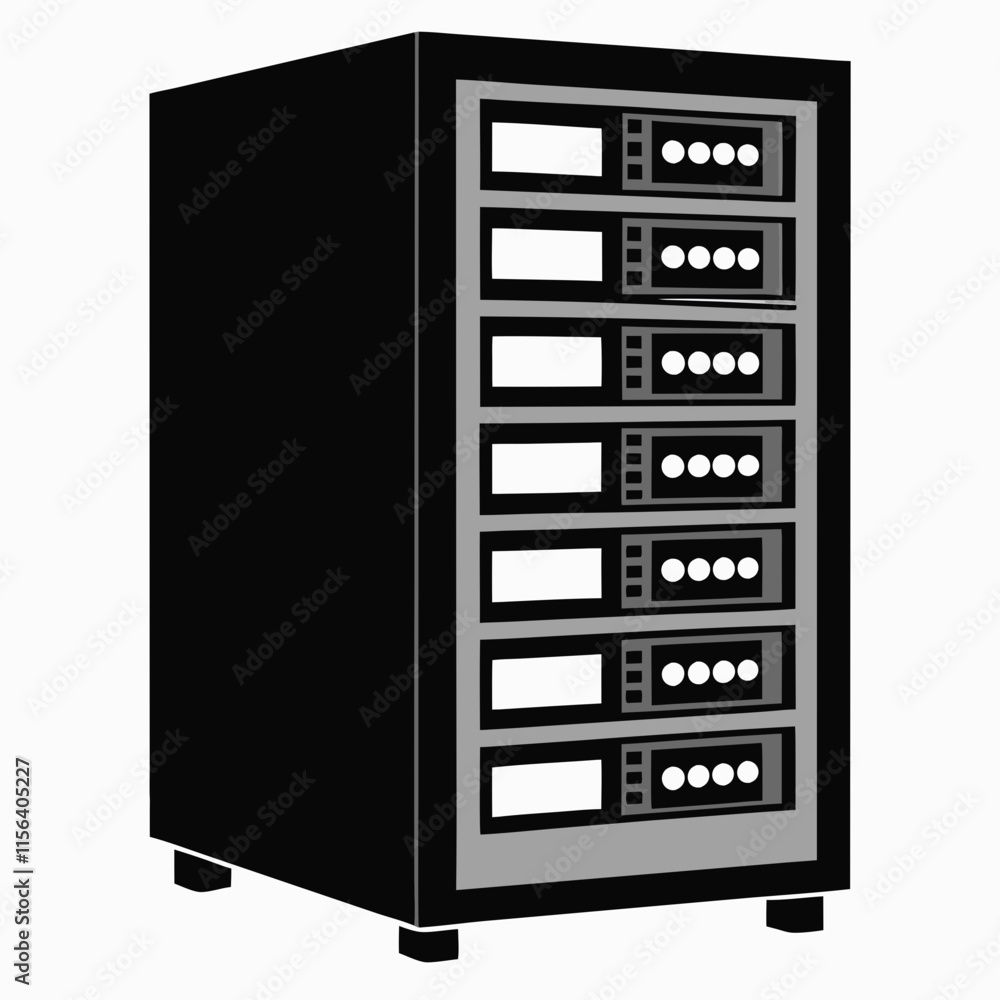 Server Rack Silhouette Vector Illustration Server Rack Silhouette Vector Illustration