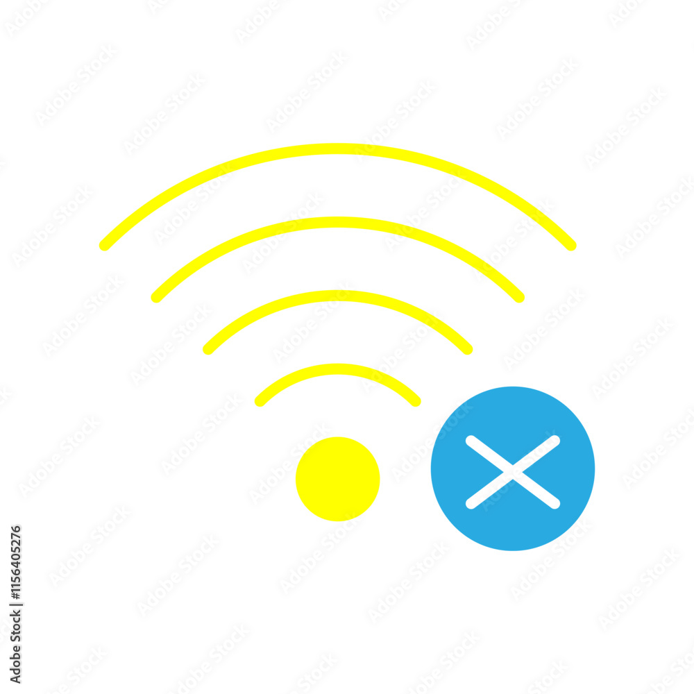Icon indicating no Wi-Fi connection, with a crossed signal symbol. Icon indicating no Wi-Fi connection, with a crossed signal symbol.