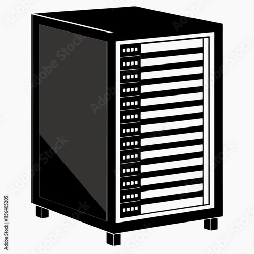 Server Rack Silhouette Vector Illustration