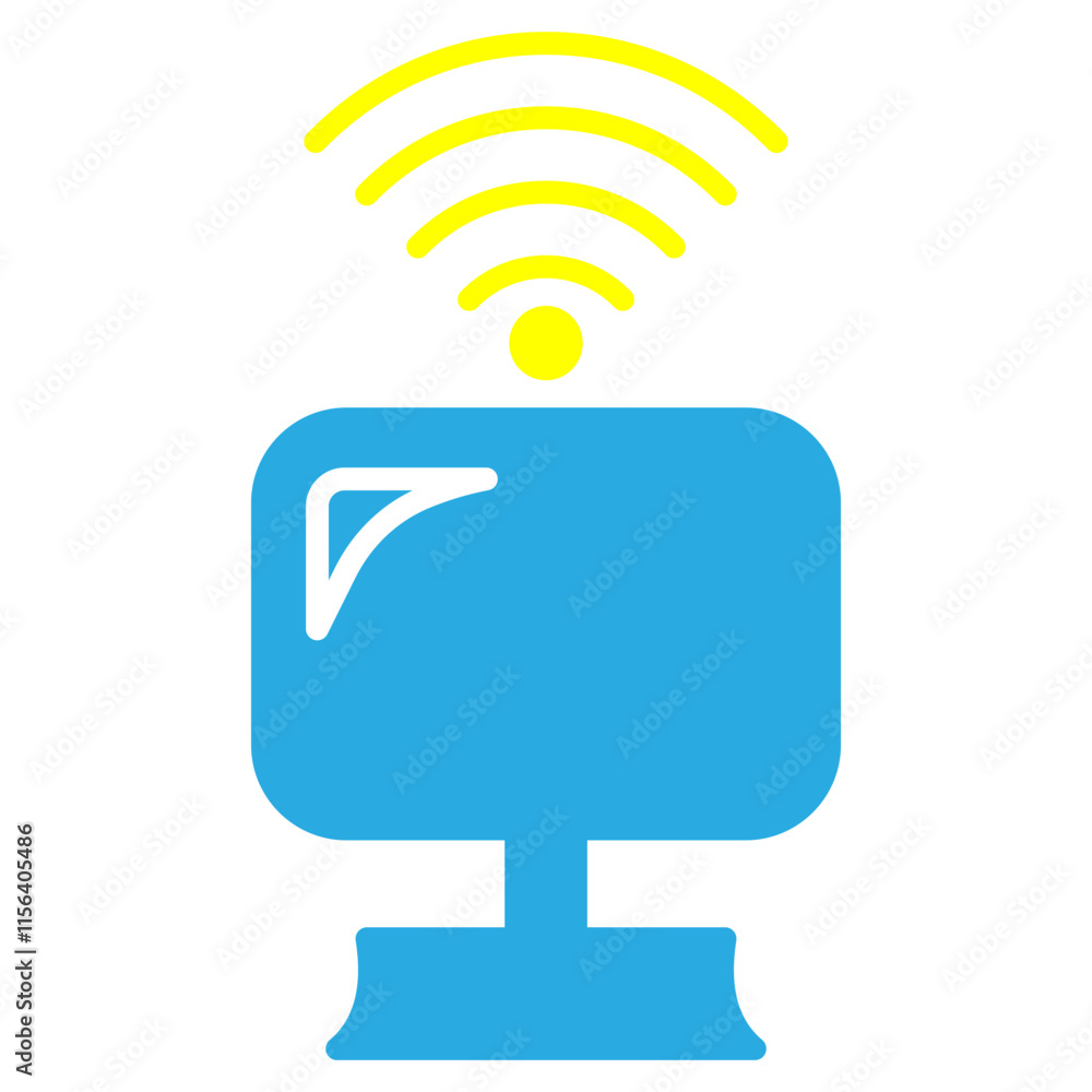 Computer icon with Wi-Fi signal symbol. Computer icon with Wi-Fi signal symbol.